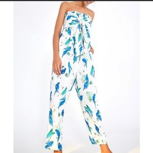 Farm Rio Strapless Linen Romper